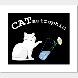 CATastrophic, cat tipping glass Posters and Art